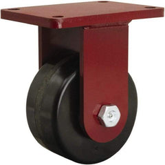 Hamilton - 6" Diam x 3" Wide x 8-1/2" OAH Top Plate Mount Rigid Caster - Phenolic, 2,000 Lb Capacity, Straight Roller Bearing, 5-1/2 x 7-1/2" Plate - Benchmark Tooling