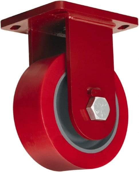 Hamilton - 12" Diam x 4" Wide x 15-1/2" OAH Top Plate Mount Swivel Caster - Polyurethane, 7,200 Lb Capacity, Tapered Roller Bearing, 6-1/2 x 7-1/2" Plate - Benchmark Tooling