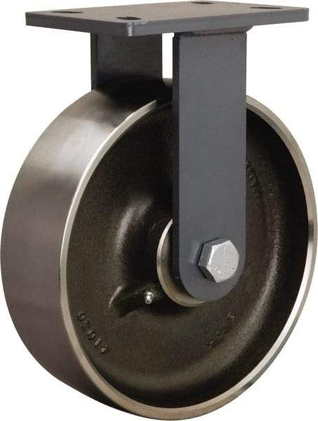 Hamilton - 10" Diam x 3" Wide x 12-1/16" OAH Top Plate Mount Rigid Caster - Forged Steel, 2,400 Lb Capacity, Sealed Precision Ball Bearing, 5 x 7" Plate - Benchmark Tooling