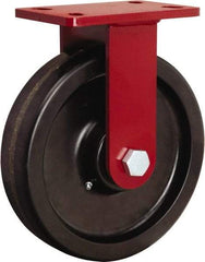 Hamilton - 10" Diam x 2-1/2" Wide x 11-1/2" OAH Top Plate Mount Rigid Caster - Phenolic, 2,200 Lb Capacity, Straight Roller Bearing, 5 x 7" Plate - Benchmark Tooling