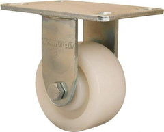 Hamilton - 4" Diam x 2" Wide x 5-5/8" OAH Top Plate Mount Rigid Caster - Nylon, 800 Lb Capacity, Sealed Precision Ball Bearing, 4-1/2 x 6-1/4" Plate - Benchmark Tooling