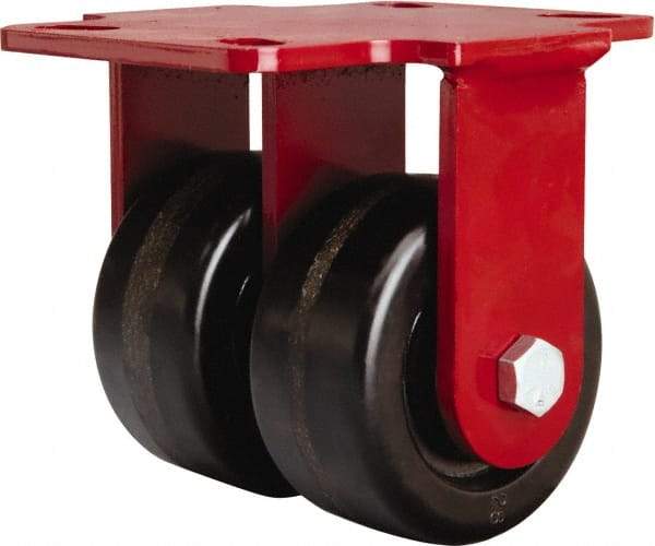 Hamilton - 4" Diam x 2" Wide x 5-5/8" OAH Top Plate Mount Rigid Caster - Phenolic, 1,600 Lb Capacity, Straight Roller Bearing, 4-1/2 x 6-1/2" Plate - Benchmark Tooling