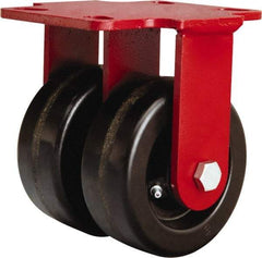 Hamilton - 5" Diam x 2" Wide x 6-3/4" OAH Top Plate Mount Rigid Caster - Phenolic, 2,000 Lb Capacity, Straight Roller Bearing, 4-1/2 x 6-1/2" Plate - Benchmark Tooling