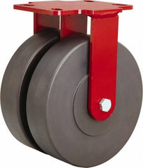 Hamilton - 8" Diam x 2" Wide x 9-3/4" OAH Top Plate Mount Rigid Caster - Nylon, 2,000 Lb Capacity, Sealed Precision Ball Bearing, 4-1/2 x 6-1/2" Plate - Benchmark Tooling