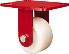 Hamilton - 4" Diam x 2" Wide x 5-5/8" OAH Top Plate Mount Rigid Caster - Nylon, 800 Lb Capacity, Sealed Precision Ball Bearing, 4-1/2 x 6-1/2" Plate - Benchmark Tooling