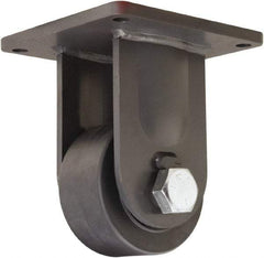 Hamilton - 6" Diam x 3" Wide x 10" OAH Top Plate Mount Rigid Caster - Nylon, 5,400 Lb Capacity, Precision Ball Bearing, 8-1/2 x 8-1/2" Plate - Benchmark Tooling