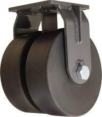 Hamilton - 12" Diam x 4" Wide x 15-1/2" OAH Top Plate Mount Dual Rigid Caster - Nylon, 16,000 Lb Capacity, Sealed Precision Ball Bearing, 8-1/2 x 8-1/2" Plate - Benchmark Tooling