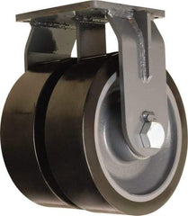 Hamilton - 12" Diam x 4" Wide x 15-1/2" OAH Top Plate Mount Dual Rigid Caster - Polyurethane Mold on Forged Steel, 15,600 Lb Capacity, Tapered Roller Bearing, 8-1/2 x 8-1/2" Plate - Benchmark Tooling