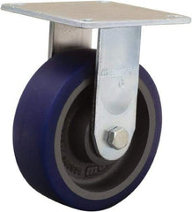 Hamilton - 6" Diam x 2" Wide x 7-1/2" OAH Top Plate Mount Rigid Caster - Polyurethane Mold onto Cast Iron Center, 900 Lb Capacity, Sealed Precision Ball Bearing, 5 x 5-1/2" Plate - Benchmark Tooling