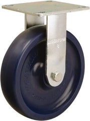 Hamilton - 8" Diam x 2" Wide x 9-1/2" OAH Top Plate Mount Rigid Caster - Polyurethane, 1,000 Lb Capacity, Sealed Precision Ball Bearing, 5 x 5-1/2" Plate - Benchmark Tooling