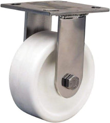 Hamilton - 5" Diam x 2" Wide x 6-1/2" OAH Top Plate Mount Rigid Caster - Polyolefin, 650 Lb Capacity, Delrin Bearing, 3-3/4 x 4-1/2" Plate - Benchmark Tooling