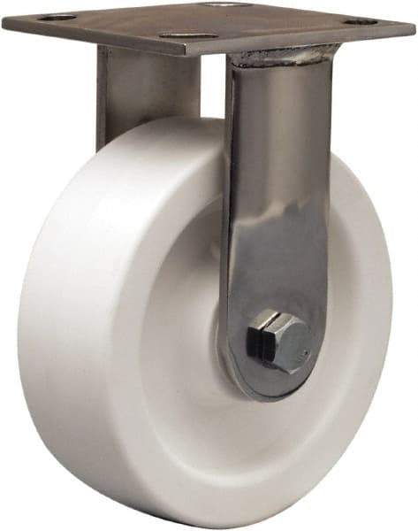 Hamilton - 6" Diam x 2" Wide x 7-1/2" OAH Top Plate Mount Rigid Caster - Polyolefin, 750 Lb Capacity, Delrin Bearing, 4 x 4-1/2" Plate - Benchmark Tooling