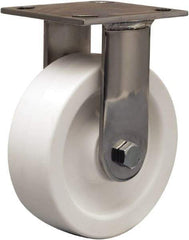 Hamilton - 6" Diam x 2" Wide x 7-1/2" OAH Top Plate Mount Rigid Caster - Polyolefin, 750 Lb Capacity, Delrin Bearing, 4 x 4-1/2" Plate - Benchmark Tooling