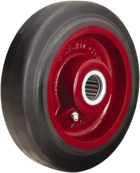 Hamilton - 7 Inch Diameter x 2 Inch Wide, Rubber on Cast Iron Caster Wheel - 450 Lb. Capacity, 2-1/4 Inch Hub Length, 1 Inch Axle Diameter, Straight Roller Bearing - Benchmark Tooling