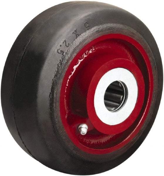 Hamilton - 6 Inch Diameter x 2-1/2 Inch Wide, Rubber on Cast Iron Caster Wheel - 540 Lb. Capacity, 3-1/4 Inch Hub Length, 1 Inch Axle Diameter, Straight Roller Bearing - Benchmark Tooling