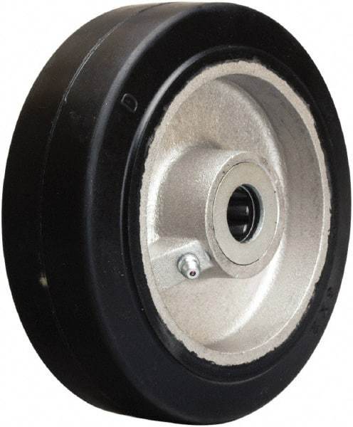 Hamilton - 6 Inch Diameter x 2 Inch Wide, Rubber on Aluminum Caster Wheel - 410 Lb. Capacity, 2-1/4 Inch Hub Length, 3/4 Inch Axle Diameter, Straight Roller Bearing - Benchmark Tooling