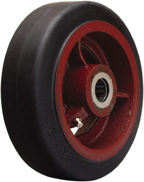 Hamilton - 6 Inch Diameter x 2 Inch Wide, Rubber on Cast Iron Caster Wheel - 410 Lb. Capacity, 2-1/4 Inch Hub Length, 1/2 Inch Axle Diameter, Straight Roller Bearing - Benchmark Tooling