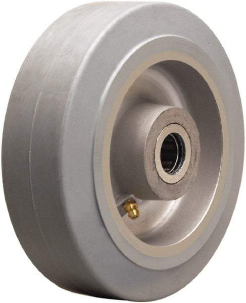 Hamilton - 6 Inch Diameter x 2 Inch Wide, Rubber on Aluminum Caster Wheel - 410 Lb. Capacity, 2-1/4 Inch Hub Length, 3/4 Inch Axle Diameter, Straight Roller Bearing - Benchmark Tooling