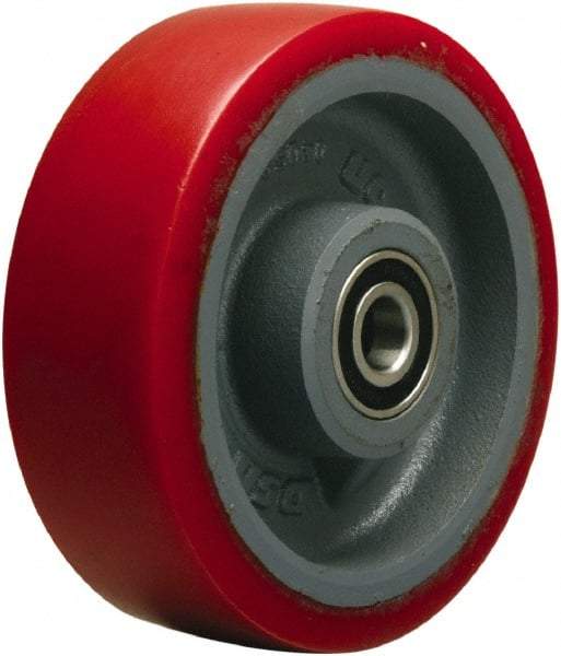 Hamilton - 6 Inch Diameter x 2 Inch Wide, Polyurethane on Cast Iron Caster Wheel - 1,400 Lb. Capacity, 2-1/4 Inch Hub Length, 1/2 Inch Axle Diameter, Precision Ball Bearing - Benchmark Tooling