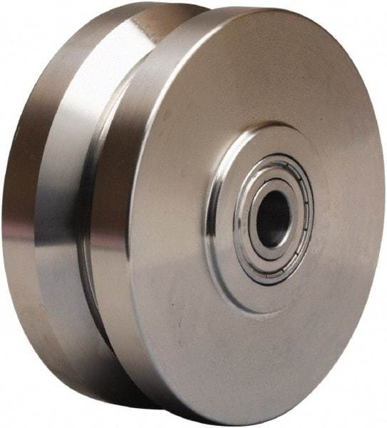 Hamilton - 5 Inch Diameter x 2 Inch Wide, Stainless Steel Caster Wheel - 900 Lb. Capacity, 2-1/4 Inch Hub Length, 3/4 Inch Axle Diameter, Plain Bore Bearing - Benchmark Tooling