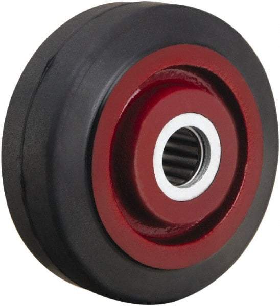 Hamilton - 4 Inch Diameter x 1-1/2 Inch Wide, Rubber on Cast Iron Caster Wheel - 200 Lb. Capacity, 1-5/8 Inch Hub Length, 3/4 Inch Axle Diameter, Straight Roller Bearing - Benchmark Tooling