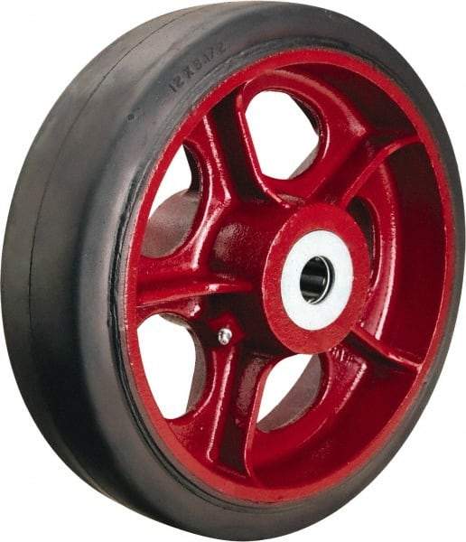 Hamilton - 12 Inch Diameter x 3-1/2 Inch Wide, Rubber on Cast Iron Caster Wheel - 1,370 Lb. Capacity, 4-1/4 Inch Hub Length, 1 Inch Axle Diameter, Straight Roller Bearing - Benchmark Tooling