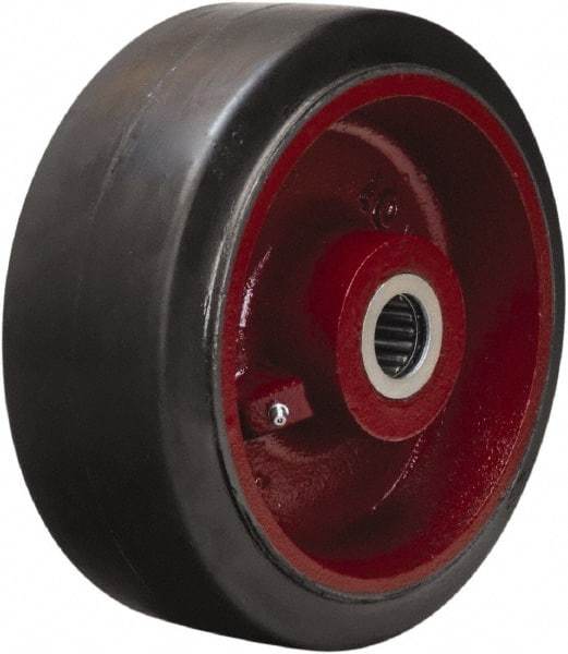 Hamilton - 10 Inch Diameter x 4 Inch Wide, Rubber on Cast Iron Caster Wheel - 1,400 Lb. Capacity, 4-1/4 Inch Hub Length, 1-1/4 Inch Axle Diameter, Straight Roller Bearing - Benchmark Tooling