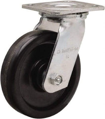 Hamilton - 6" Diam x 1-1/2" Wide x 7-1/2" OAH Top Plate Mount Swivel Caster - Phenolic, 550 Lb Capacity, Straight Roller Bearing, 4 x 4-1/2" Plate - Benchmark Tooling