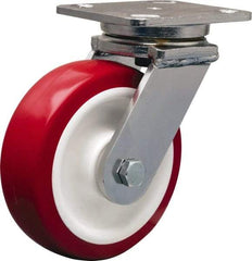 Hamilton - 6" Diam x 2" Wide x 7-1/2" OAH Top Plate Mount Swivel Caster - Polyurethane Mold on Polypropylene, 1,000 Lb Capacity, Delrin Bearing, 4 x 5" Plate - Benchmark Tooling