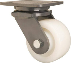 Hamilton - 4" Diam x 2" Wide x 5-5/8" OAH Top Plate Mount Swivel Caster - Nylon, Sealed Precision Ball Bearing, 4 x 5" Plate - Benchmark Tooling