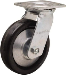 Hamilton - 6" Diam x 1-1/2" Wide x 7-1/2" OAH Top Plate Mount Swivel Caster - Phenolic, 800 Lb Capacity, Straight Roller Bearing, 4 x 4-1/2" Plate - Benchmark Tooling