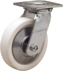 Hamilton - 6" Diam x 1-1/2" Wide x 7-1/2" OAH Top Plate Mount Swivel Caster - Polyolefin, 525 Lb Capacity, Delrin Bearing, 4 x 4-1/2" Plate - Benchmark Tooling