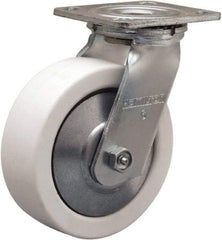 Hamilton - 6" Diam x 2" Wide x 7-1/2" OAH Top Plate Mount Swivel Caster - Polyolefin, 750 Lb Capacity, Delrin Bearing, 4 x 4-1/2" Plate - Benchmark Tooling