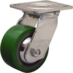 Hamilton - 4" Diam x 2" Wide x 5-5/8" OAH Top Plate Mount Swivel Caster - Polyurethane Mold onto Cast Iron Center, 750 Lb Capacity, Sealed Precision Ball Bearing, 4 x 4-1/2" Plate - Benchmark Tooling