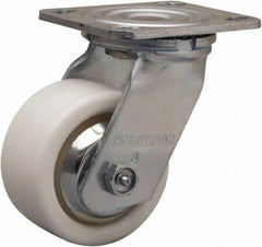 Hamilton - 4" Diam x 2" Wide x 5-5/8" OAH Top Plate Mount Swivel Caster - Polyolefin, 550 Lb Capacity, Delrin Bearing, 4 x 4-1/2" Plate - Benchmark Tooling