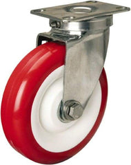 Hamilton - 5" Diam x 1-3/8" Wide x 6-1/4" OAH Top Plate Mount Swivel Caster - Polyurethane Mold on Polypropylene, 325 Lb Capacity, Delrin Bearing, 2-3/8 x 3-5/8" Plate - Benchmark Tooling
