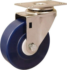 Hamilton - 4" Diam x 1-1/4" Wide x 5-1/8" OAH Top Plate Mount Swivel Caster - Polyurethane, 325 Lb Capacity, Delrin Bearing, 2-3/8 x 3-5/8" Plate - Benchmark Tooling