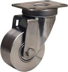 Hamilton - 3" Diam x 1-3/8" Wide x 4-5/8" OAH Top Plate Mount Swivel Caster - Forged Steel, 325 Lb Capacity, Stainless Steel Precision Ball Bearing, 2-3/8 x 3-5/8" Plate - Benchmark Tooling