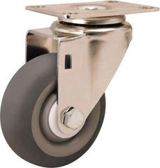 Hamilton - 3-1/2" Diam x 1-3/8" Wide x 4-7/8" OAH Top Plate Mount Swivel Caster - Rubber Mold on Polyolefin, 240 Lb Capacity, Delrin Bearing, 2-3/8 x 3-5/8" Plate - Benchmark Tooling