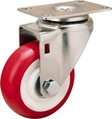 Hamilton - 3-1/2" Diam x 1-3/8" Wide x 4-7/8" OAH Top Plate Mount Swivel Caster - Polyurethane Mold on Polypropylene, 325 Lb Capacity, Delrin Bearing, 2-3/8 x 3-5/8" Plate - Benchmark Tooling