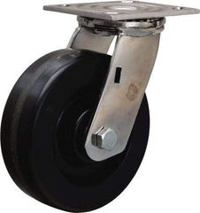Hamilton - 6" Diam x 2" Wide x 7-1/2" OAH Top Plate Mount Swivel Caster - Phenolic, 800 Lb Capacity, Delrin Bearing, 3-3/4 x 4-1/2" Plate - Benchmark Tooling