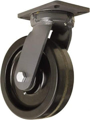 Hamilton - 10" Diam x 3" Wide x 12-1/2" OAH Top Plate Mount Swivel Caster - Phenolic, 2,900 Lb Capacity, Straight Roller Bearing, 5-1/4 x 7-1/4" Plate - Benchmark Tooling