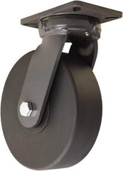 Hamilton - 10" Diam x 3" Wide x 12-1/2" OAH Top Plate Mount Swivel Caster - Nylon, 5,000 Lb Capacity, Precision Ball Bearing, 5-1/4 x 7-1/4" Plate - Benchmark Tooling