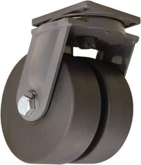 Hamilton - 12" Diam x 4" Wide x 15-1/2" OAH Top Plate Mount Dual Swivel Caster - Nylon, 16,000 Lb Capacity, Sealed Precision Ball Bearing, 8-1/2 x 8-1/2" Plate - Benchmark Tooling