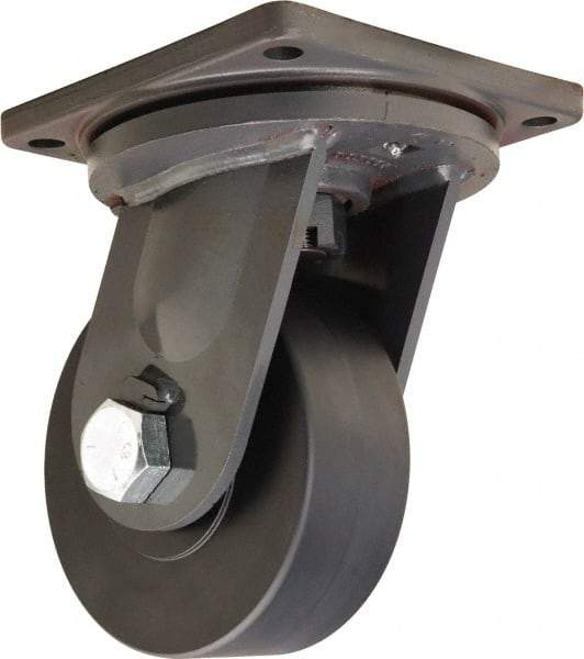Hamilton - 8" Diam x 3" Wide x 11" OAH Top Plate Mount Swivel Caster - Nylon, 7,200 Lb Capacity, Precision Ball Bearing, 8-1/2 x 8-1/2" Plate - Benchmark Tooling