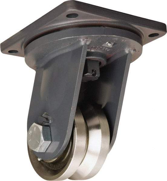 Hamilton - 6" Diam x 3" Wide, Forged Steel Swivel Caster - 10,000 Lb Capacity, Top Plate Mount, 8-1/2" x 8-1/2" Plate, Tapered Roller Bearing - Benchmark Tooling