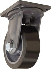 Hamilton - 10" Diam x 4" Wide x 13" OAH Top Plate Mount Swivel Caster - Polyurethane Mold on Forged Steel, 6,500 Lb Capacity, Tapered Roller Bearing, 8-1/2 x 8-1/2" Plate - Benchmark Tooling