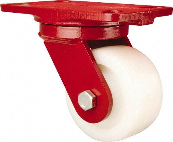 Hamilton - 4" Diam x 2" Wide x 5-5/8" OAH Top Plate Mount Swivel Caster - Nylon, Sealed Precision Ball Bearing, 4-1/2 x 6-1/2" Plate - Benchmark Tooling