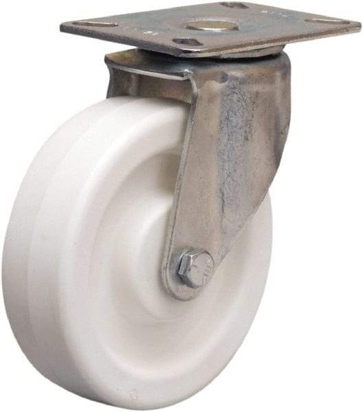 Hamilton - 5" Diam x 1-1/2" Wide x 6-1/16" OAH Top Plate Mount Swivel Caster - Polyolefin, 400 Lb Capacity, Plain Bore Bearing, 3-1/8 x 4-1/8" Plate - Benchmark Tooling