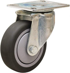 Hamilton - 4" Diam x 1-3/8" Wide x 5-1/16" OAH Top Plate Mount Swivel Caster - Rubber Mold on Polyolefin, 250 Lb Capacity, Precision Ball Bearing, 3-1/8 x 4-1/8" Plate - Benchmark Tooling